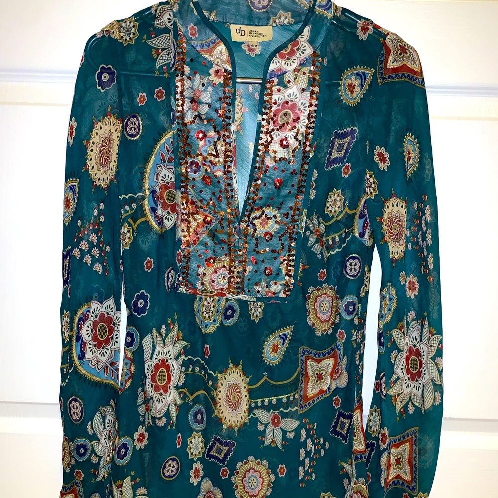Paisley print sheer blouse- medium